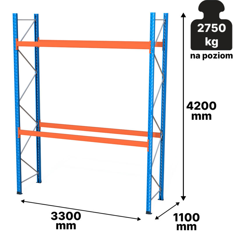 Regał paletowy SLP PROMAN H-420 cm, L-330 cm, 2750 kg