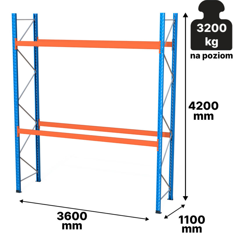 Regał paletowy SLP PROMAN H-420 cm, L-360 cm, 3200 kg